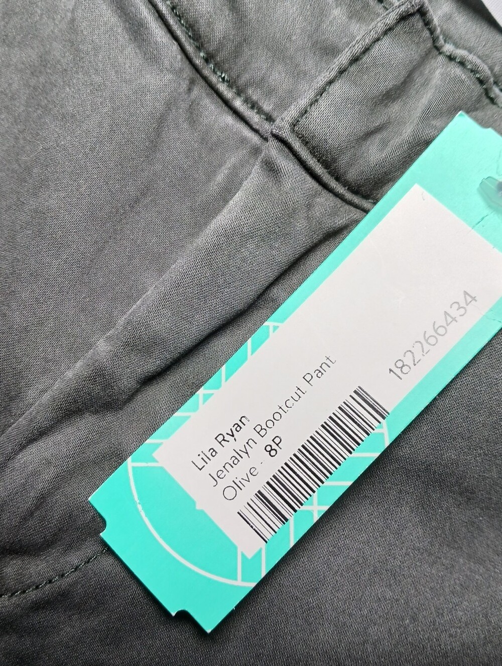 Lila Ryan The Jenalyn Bootcut Trousers 8P Brushed Sateen Olive 30X29 NWT - Picture 4 of 13